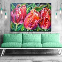 obraz trzy tulipany papuzie