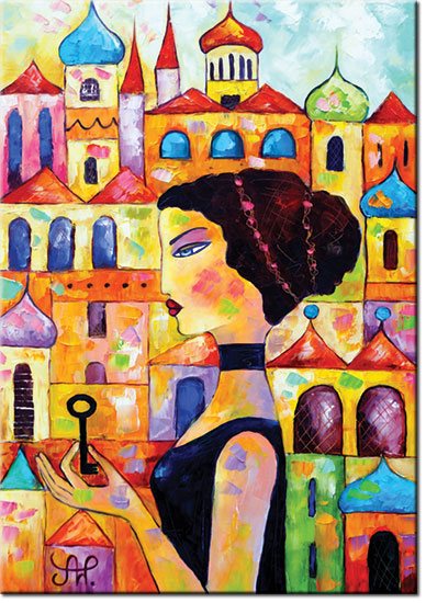 plakat jak malowany kobieta z kluczem