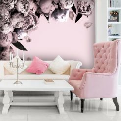 salon z różową fototapetą
