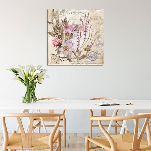 plakat z kwiatami w jadalni