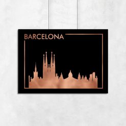 Barcelona jako miedziany plakat