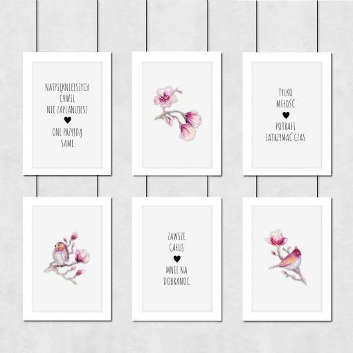 Plakat z motywem kwiatów magnolii do sypialni