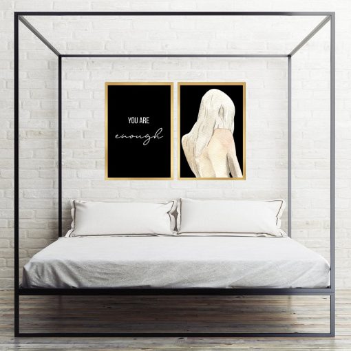 Plakat podwójny z motywem kobiety do dekoracji sypialni