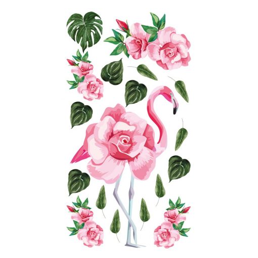 Naklejka z różami i flamingiem