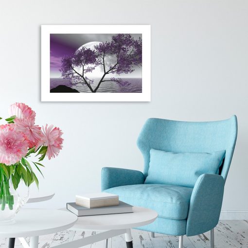 Plakat fioletowy z drzewem
