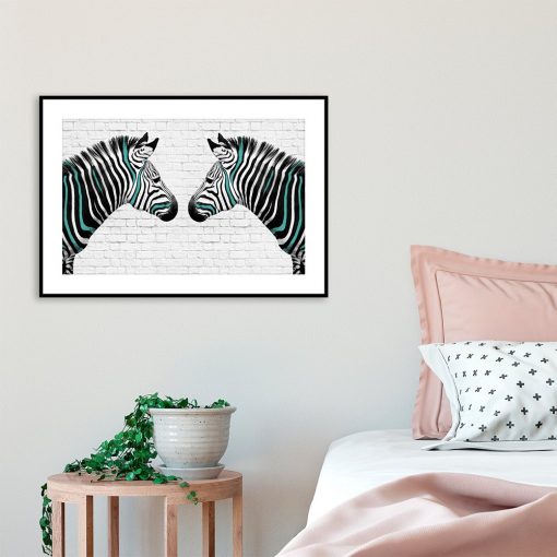 Plakat turkusowe zebry