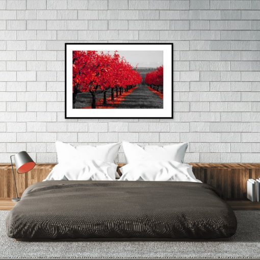 plakat z jesiennymi drzewami do sypialni