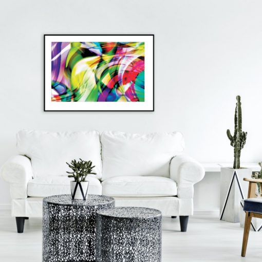 plakat z abstrakcyjnym wzorem nad kanapę
