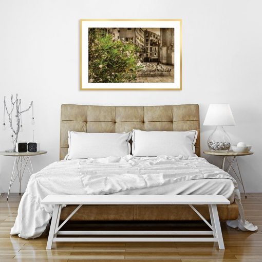 plakat krajobraz i krzew w sypialni