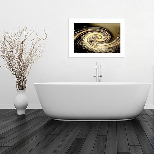 plakat z abstrakcyjnym wzorem w łazience