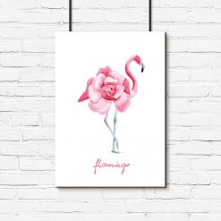 plakat z flamingiem napis flamingo