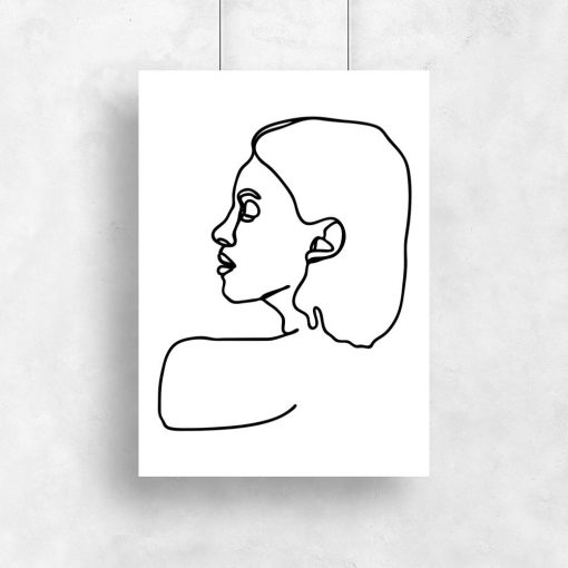 plakat minimalistyczny szkic lewego profilu twarzy