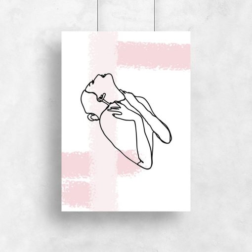 plakat szkic kobiety różowe smugi