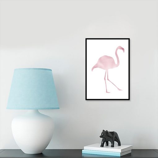 Metaliczny plakat z flamingiem