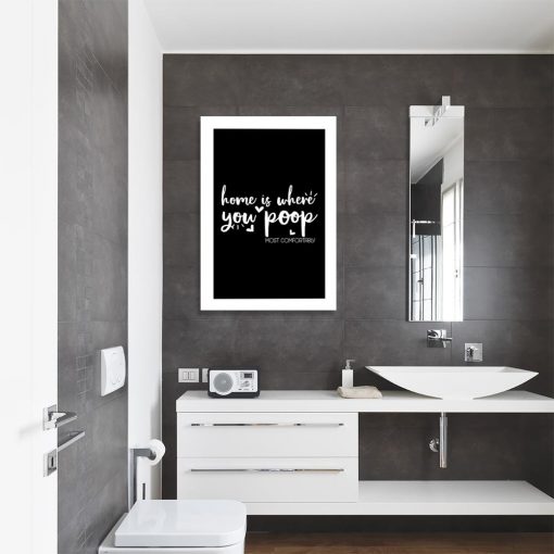 plakat czarno-biały plakat z napisem o domu
