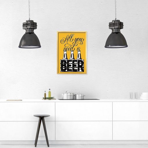 plakat żółty all you need is beer