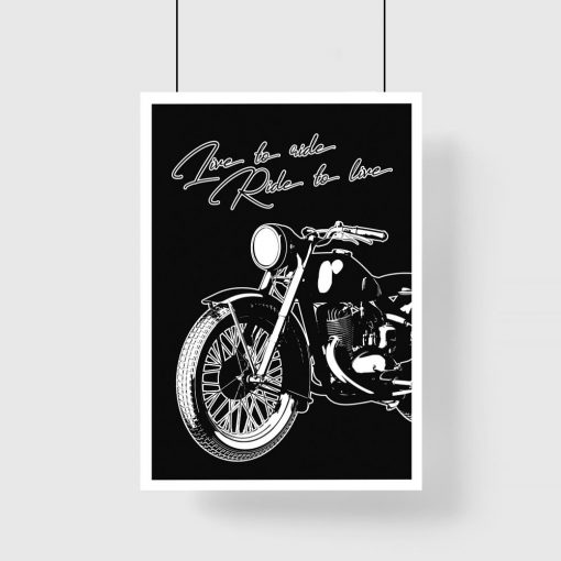 czarny plakat z motocyklem