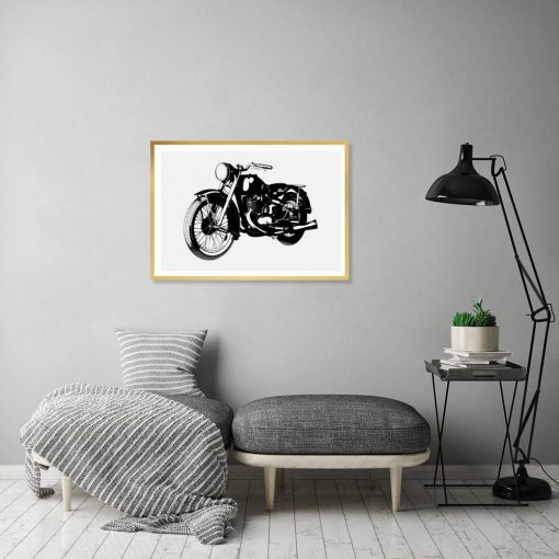 plakat z motywem motocyklu na ścianę salonu