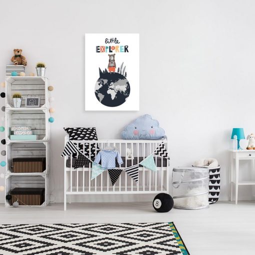 plakat z niedźwiedziem na planecie nad łóżko dziecka