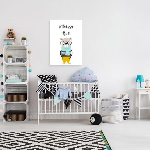plakat z motywem niedźwiadka na ścianę pokoju dziecka