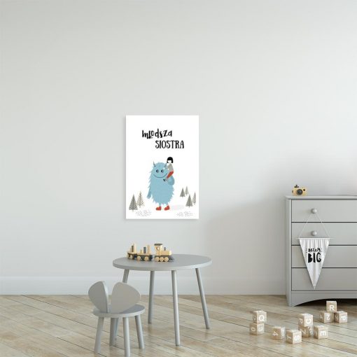 plakat z motywem dziewczynki i stworka na ścianę pokoju dziecka
