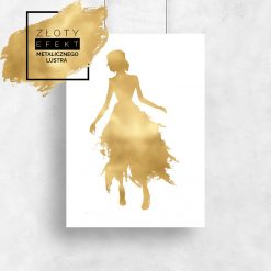 plakat pozłacany kobieta w złotej sukni