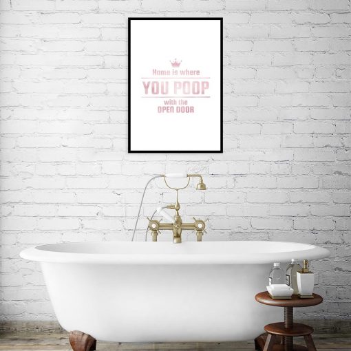 plakat rose gold z napisem do wc