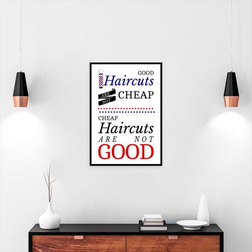 plakat z kolorowym napisem do salonu barberskiego
