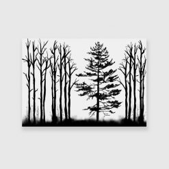 czarno-biały obraz z drzewami