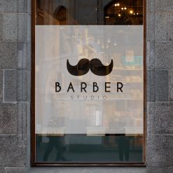 naklejka okienna barber logo