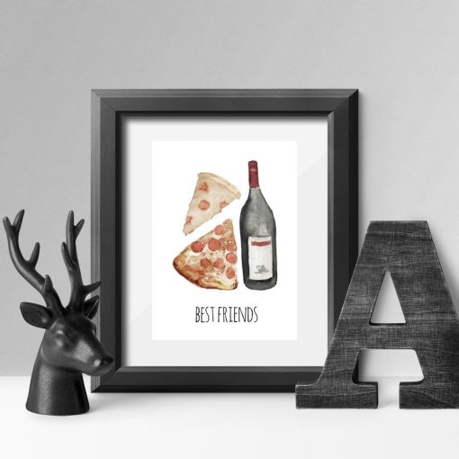 plakat z winem i pizzą