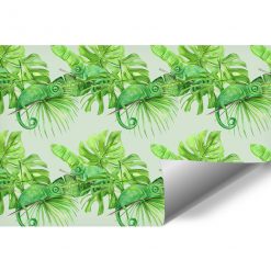 Kameleony i tropikalne liście na tapecie