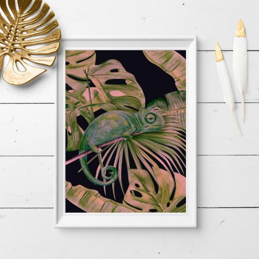 plakat z tropikalnymi roślinami