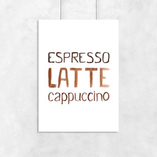 3 kawy jako motyw plakatu do kawiarni