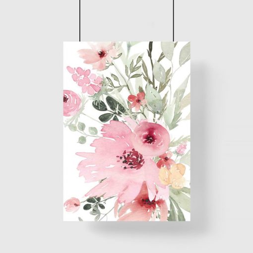 Plakat z różowymi kwiatami