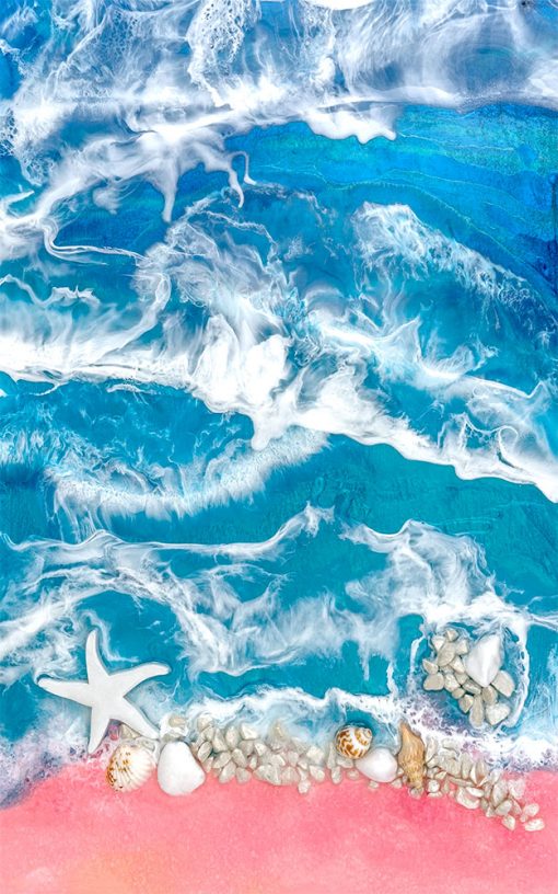 fototapeta fale morze muszle - kompozycja malarska
