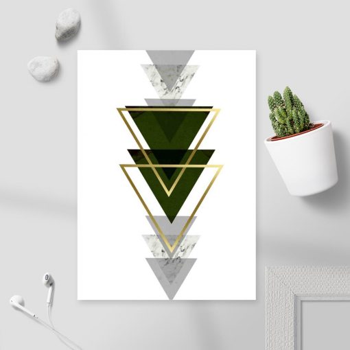 plakat do domu z motywem zielonych trójkątów