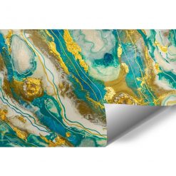fototapeta geode art abstrakcja turkusowo złota