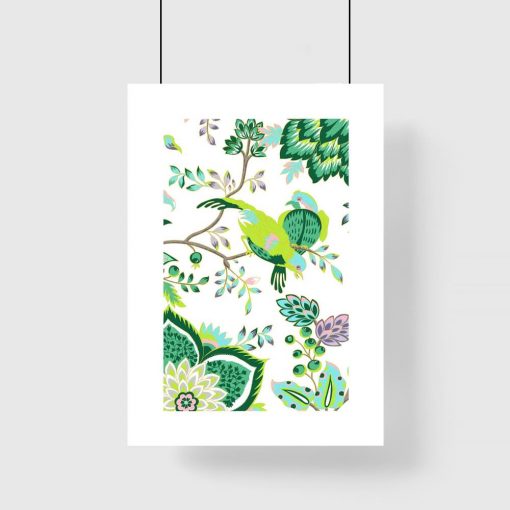 Plakat z ptakami w kolorystyce zieleni