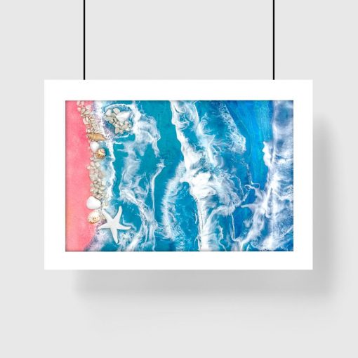 Plakat geode art z piaszczystą plażą