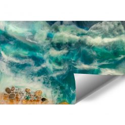 fototapeta resin sea turkusowo złota z kamieniami