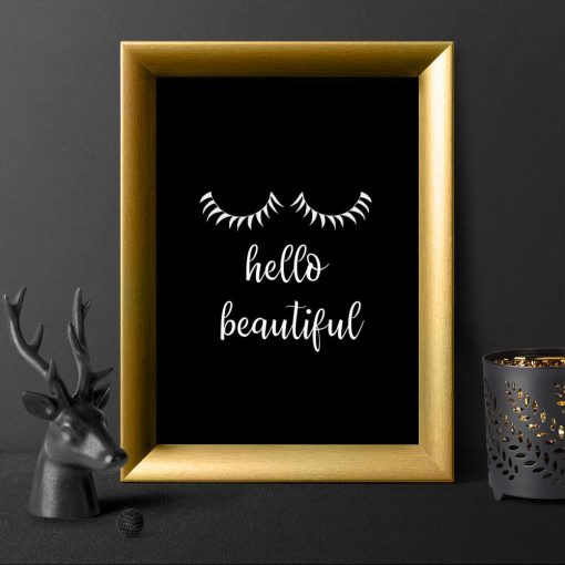 Plakat z napisem - Hello beautiful dla kobiety