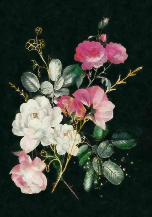 Biało-różowe róże na plakacie