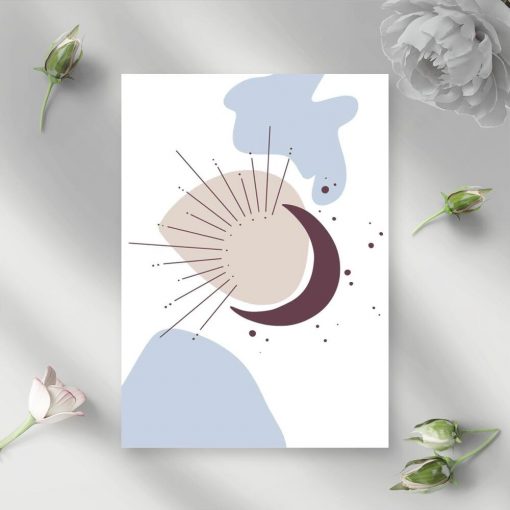 Plakat z abstrakcją z księżycem na prezent