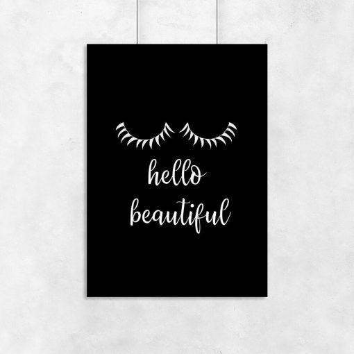 Plakat z napisem - Hello beautiful do salonu