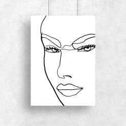 Plakat z konturami kobiecej twarzy do salonu