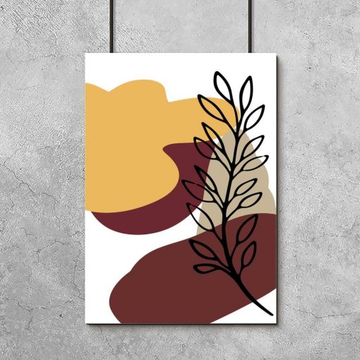 Plakat z abstrakcją i rośliną