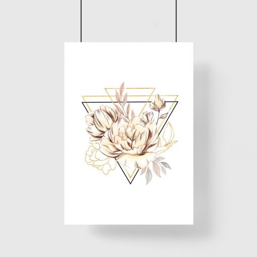 Plakat geometryczny z kwiatami do salonu