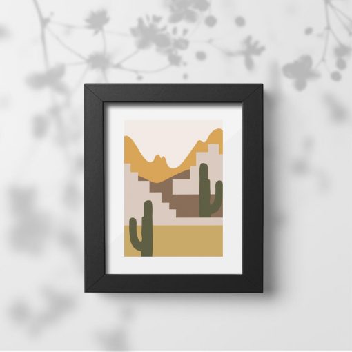 Plakat pustynia z kaktusami