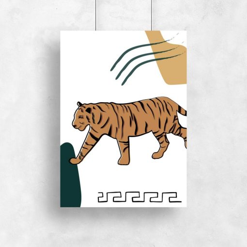 Plakat z tygrysem i ornamentem